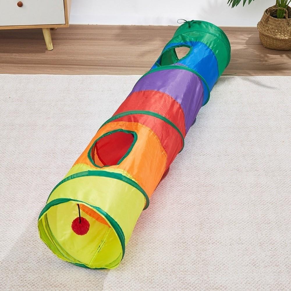 Colorful Folding Cat Tunnel Toys Breathable Kitty Training Toy Pet Collapsible Tube Toy  Training