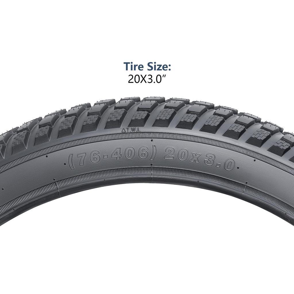 YunSCM 20x3.0 Tires, 20x3.0 76-406 Bicycle Tires, Compatible with 20-inch 3.0 Fat Bikes, Y-016-A