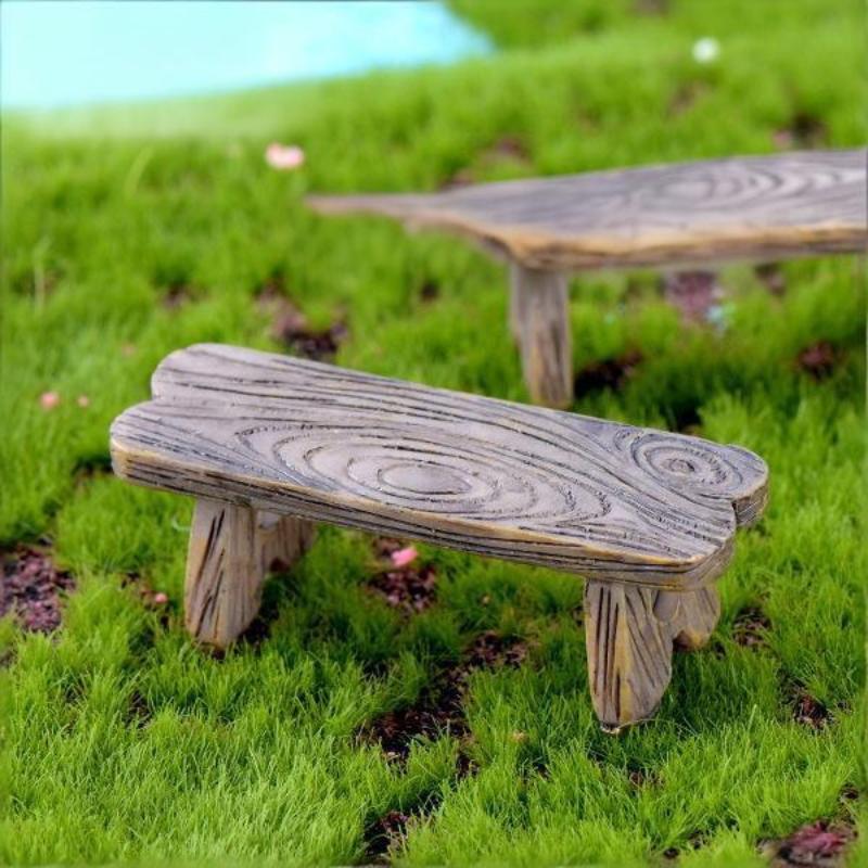 2 Pièces Mini Chaise Tabouret en Bois Miniatures Jardin de Fées Décor Banc de Couple Figurine d'Action Maison de Poupée Bricolage Accessoires