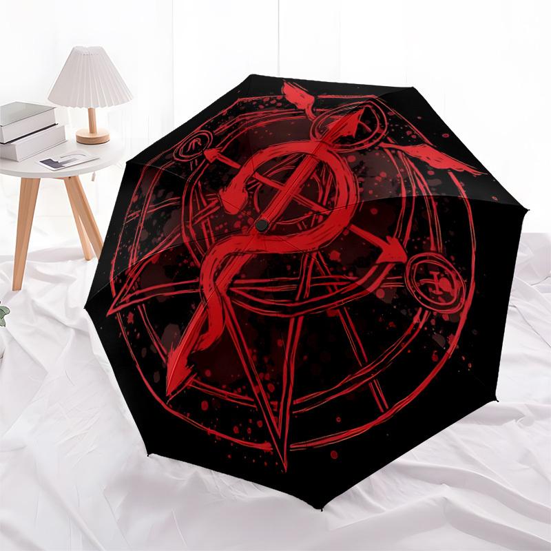 1pc Alchemy Symbol Automatic Open/close Folding Compact Umbrella, 8-Rib Sturdy Canopy, Lightweight Portable, Everyday Use, Gift, Outdoor Umbrella, Tra
