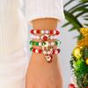 4Pcs/set Christmas Tree Snowflake Bell Elk Colorful Beads Charms Bracelet for Women Crystal Stacking Bracelets Party Jewelry