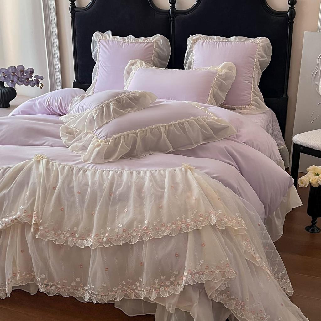 Lace Bedding Set Four-piece French Skin-friendly Breathable Bed Sheet Quilt Cover Pillowcase
