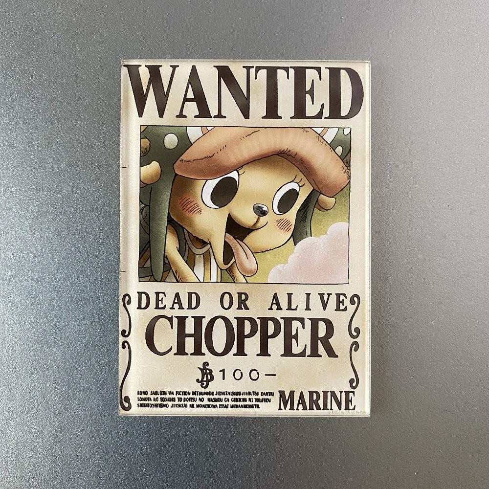 Kreativní magnet s plakátem Wanted z One Piece - Anime Kreslená Dekorace na ledničku & Samolepka na vzkazy