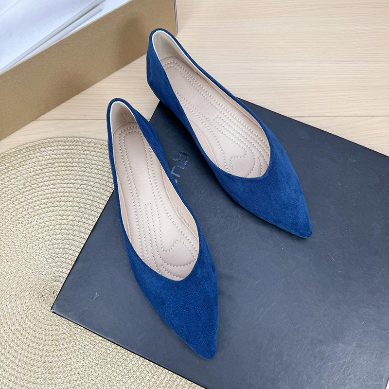 Fashion Flat Shoes for Women 2025 Spring and Autumn New Style Suede Pointed Shallow Mouth Soft Sole Large Size Women's Shoes