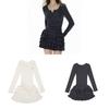 Gothic Style Dress With Abstract Print And Mandarin Collar For Streetwear Fashion