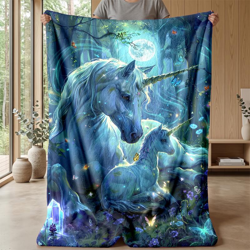 Mermaid and Unicorn Theme blanket Lightweight Warm Flannel Blanket Decorative Throw Blanket for Home Decoration