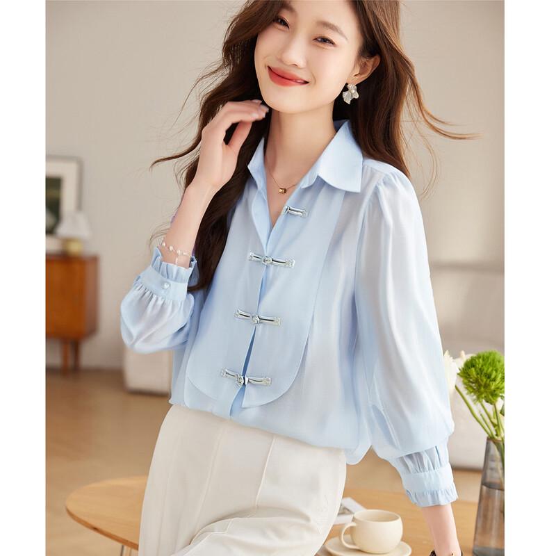 Outee Women s Chinese Style Disc Button Blouse M