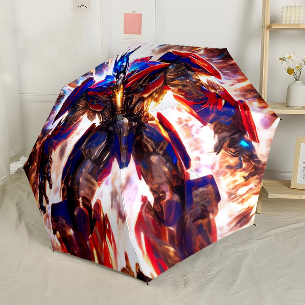 Transformers Optimus Prime Battle Scene Outdoor Automatic Umbrella Compact 8 Rib Design Foldable Design Outdoor Daily Use Vibrant Pattern Umbrella