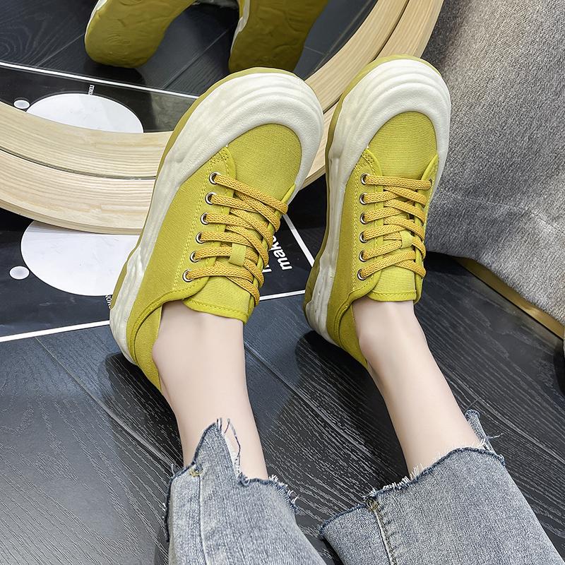 New Spring Casual Canvas Breathable Flat-soled Height-increasing Women's Sports Shoes Non-slip Comfortable Running Shoes NO: 801