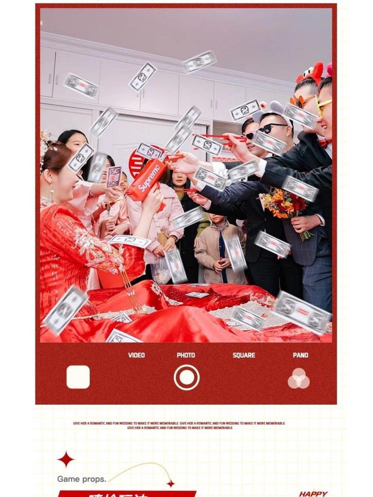 Joyful Wedding Game: Money Banknote Spray & Bride Block Challenge with Chopsticks