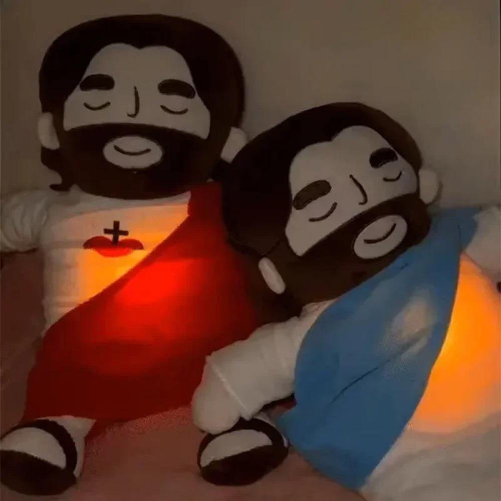 Breathing Jesus Plush Toy Soft Calming Sacred Heart Comfort Plushie for Kids, 4 Breathing Modes, Easter Christmas Gift