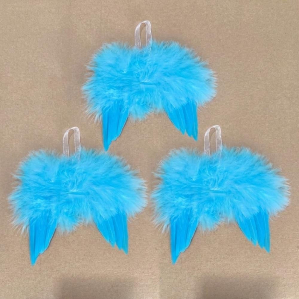3PCS Simulation Christmas Pink Feather Wing Ornament Pink with Rope Christmas Tree Feather Decor Mini Angel Wings Pendant
