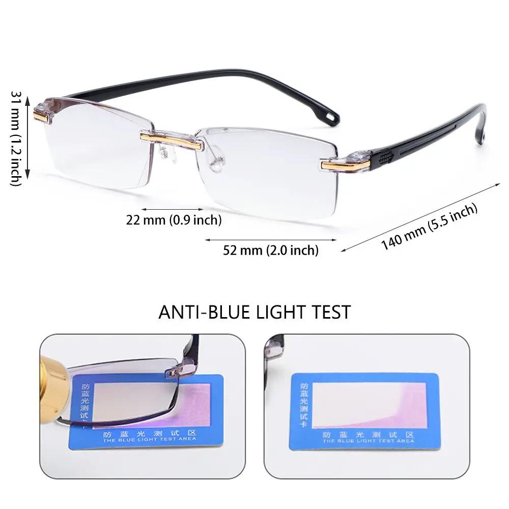 Unisex Readers Eyewear Computer Gaming Goggles Rimless Reading Glasses Radiation Protection Presbyopia Glasses Anti Blue Light
