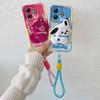 KEYSION Cute 3D Cartoon Plush Case for Infinix Smart 8 8HD with Lanyard Soft Silicone Shockproof Phone Cover for Infinix Hot 40i