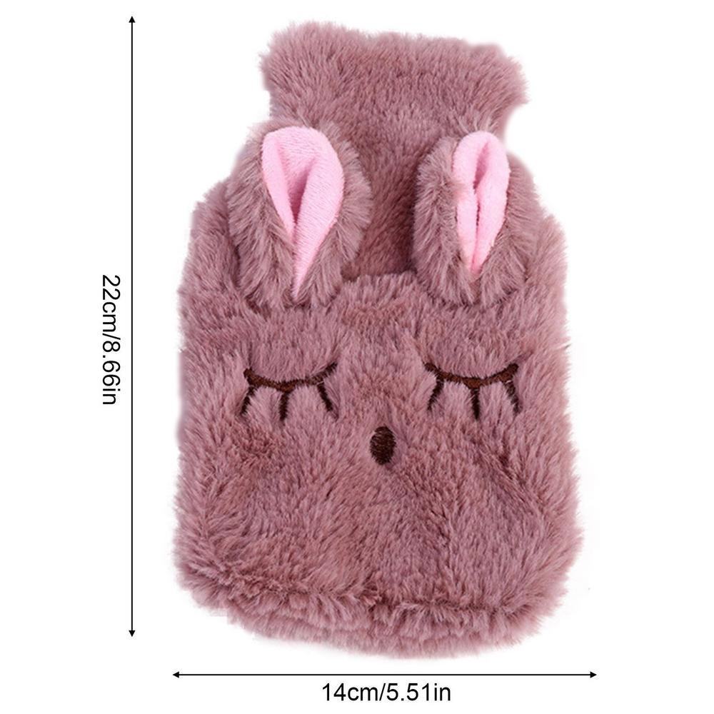 

Winter Hot Water Bottle Reusable Hand Warmer Stress Pain Relief Detachable Plush Soft Cozy Cover Cute Fleeced Hand Warmer кавовий