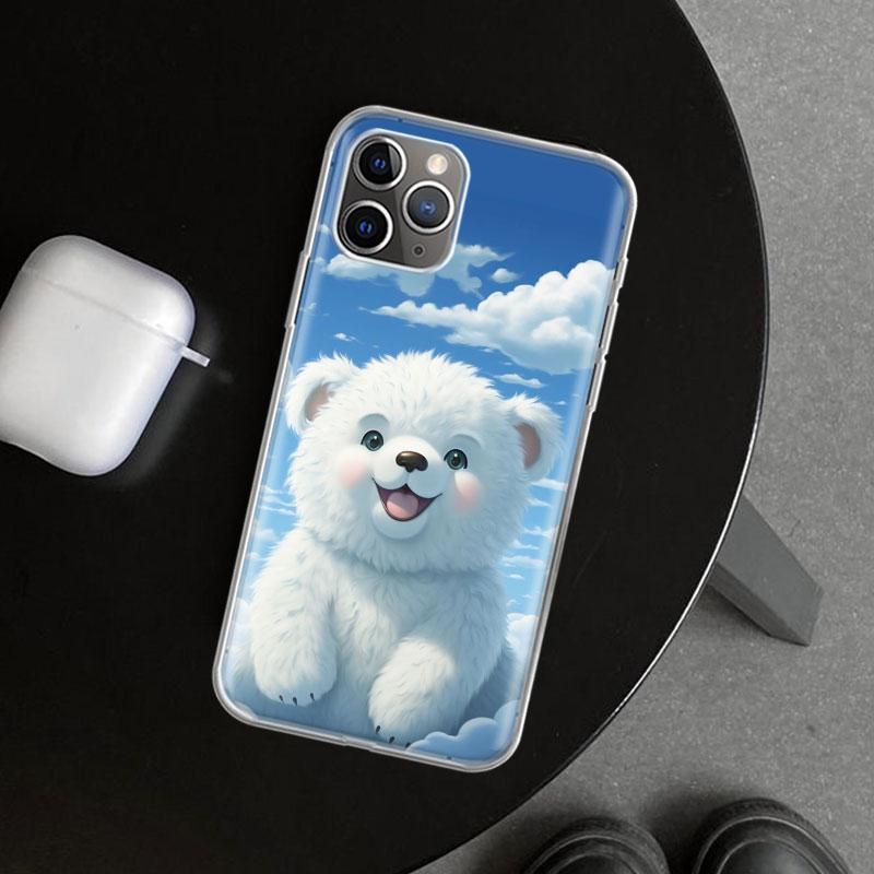 Sunny Clouds Teddy Bear Phone Case Cover for iPhone 11 12 13 Mini 14 15 Plus 16 Pro Max 17 Air 7 8 + SE Art Customized Fundas 11