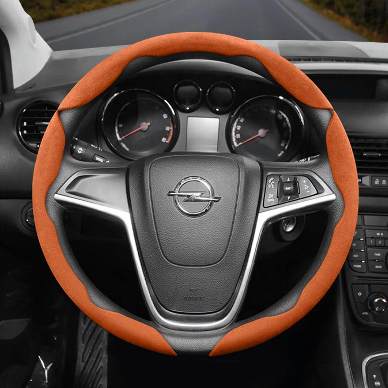 Suitable for Opel Anti-Slip Buckle Segmented Suede Steering Wheel Cover Suitable for Astra H Gtc J Insignia Corsa D E Mokka Vectra C K Zafira B 