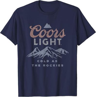 T-shirt con Etichetta Birra Vintage Coors Light Fredda Come le Montagne Rocciose