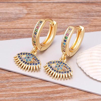 Trendy Boheemse Zirconia Holle Blauwe Boze Oog Ringoorbellen voor Vrouwen Schattige Unieke Gouden Kleur Kristallen Druppeloorbellen Feest Sieraden