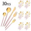 30Pcs Portuguese Style Stainless Steel Dinnerware Cutlery Set High-end Knife Fruit Fork Spoon Flatware Set Suitable for Kitchen