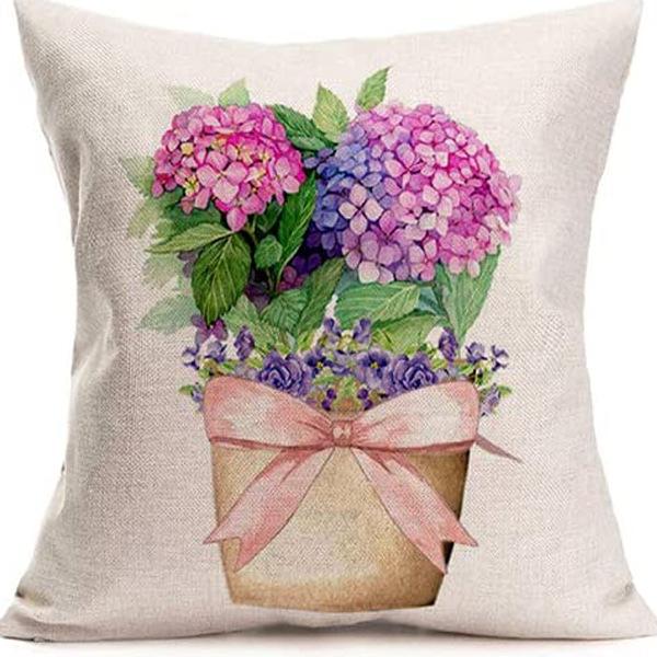 Plant and Flower Hydrangea Printed Linen Pillowcase Home Sofa Living Room Bedroom Pillowcase
