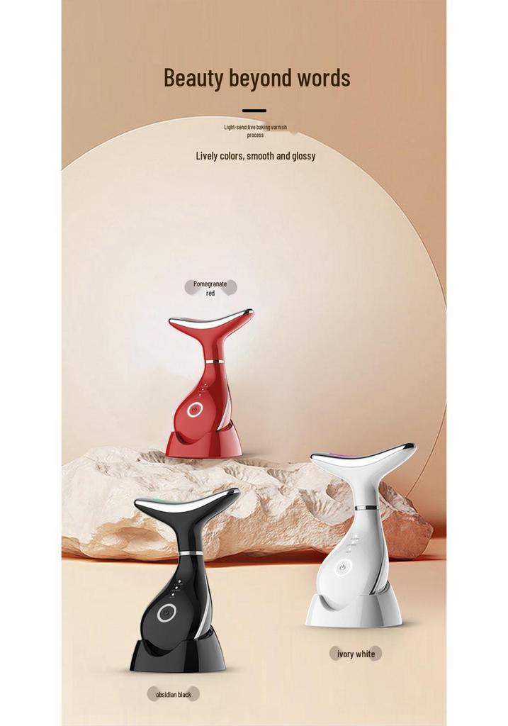 Multi-Functional Neck & Face Beauty Device with 7-Color LED, EMS Facial Import, and Massager
