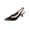 Elegant Slingback High Heels Sandals Woman Rear-Strap Shoes Ladies Office Dress Shiny Leather Pumps Pointed Toe Cut-Out Tacones