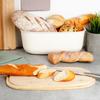 Bread box with bamboo board, black, 39x23.5x15.5 cm
