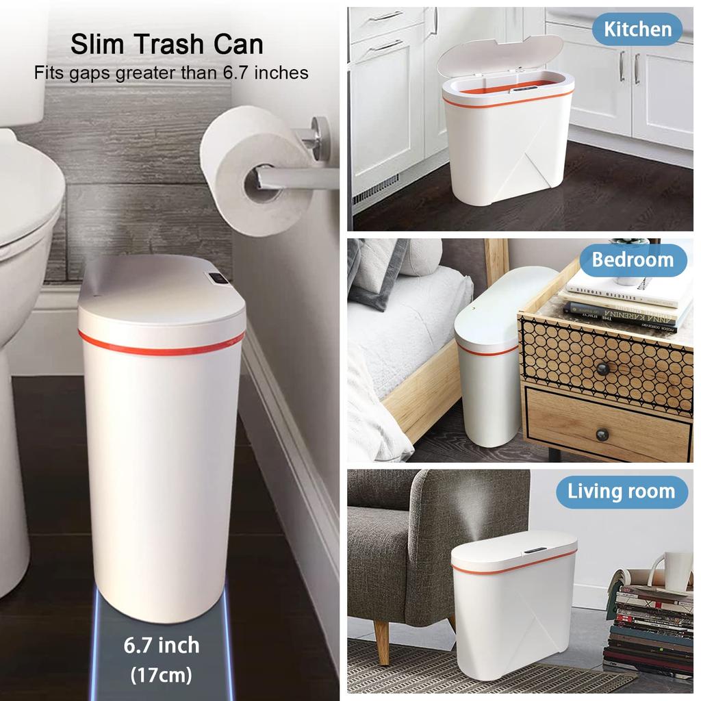 Automatic Trash Can with Essential Oil Diffuser,Bathroom Trash Cans with Lid,Motion Sensor Touchless Trash Can Bedroom Kitchen