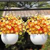 Long Lasting Fake Plants Fall Artificial Flower with Eucalyptus Leaf, Lifelike Faux Plants, Realistic UV Resistant for Autumn Thanksgiving Harvest