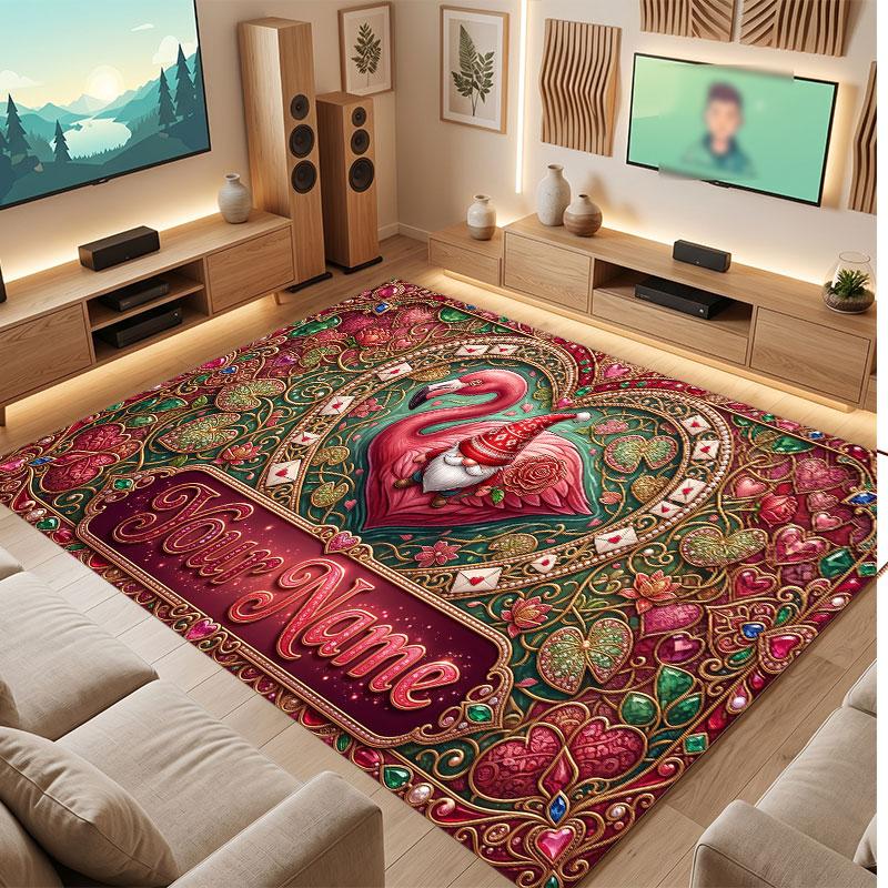 Decorative Artwork Theme Crystal Velvet Floor Rug Personalized Custom Name Text Warm Carpet Home Decoration