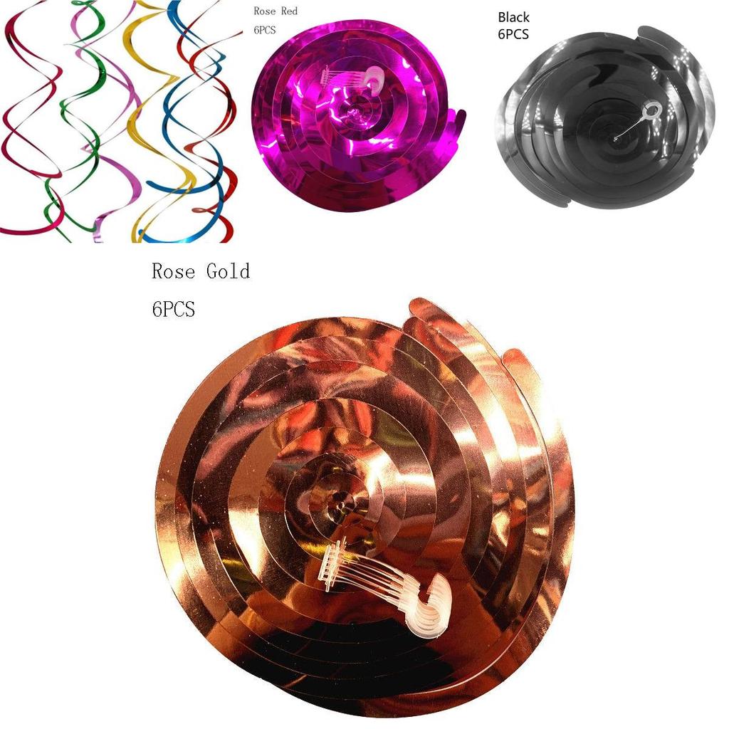 Lebhafte 6-teilige mehrfarbige hängende Spiralwirbel für atemberaubende Geburtstags- und Hochzeitsfeiern