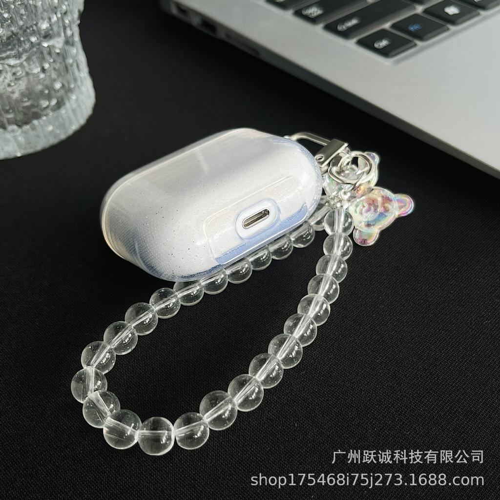 Applicable To Apple 1st Generation Earphone Case Airpodspro1 Glitter Bear Bluetooth Earphone Case 1st Generation 1st Generation Transparent