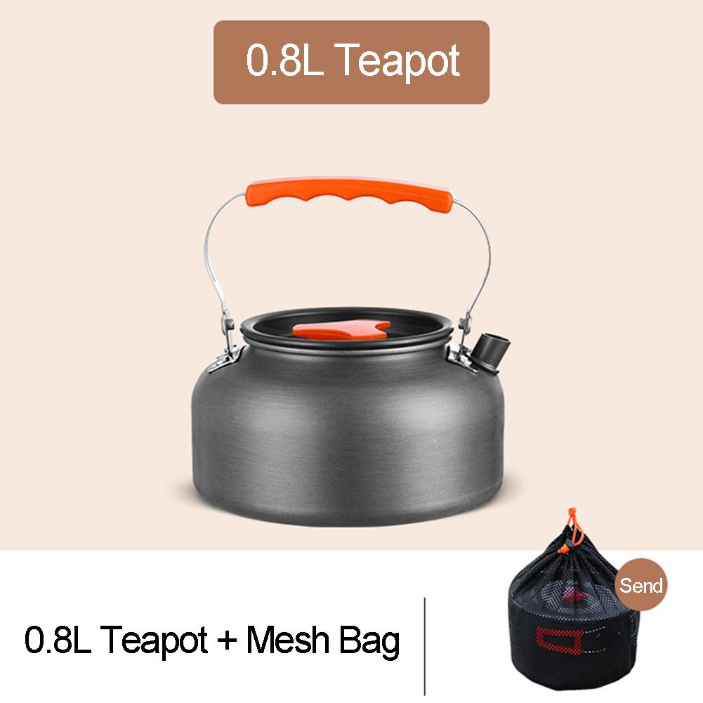 0.8/1.6L Camping Kettle Lightweight Water Kettle Anti Scald Handle Coffee Pot Portable Camping Teapot for Fishing Mountaineering
