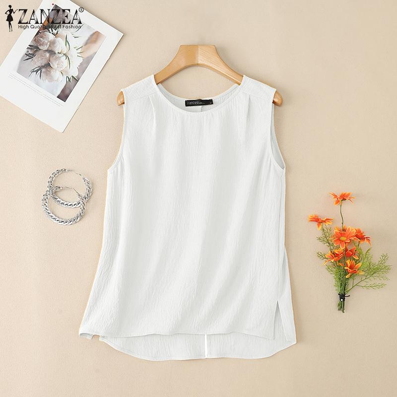 ZANZEA Kvinner Uformell rundhals Løs Ermeløse Tank Tops