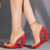 Women's Wedge Sandals - Transparent One-Strap Heeled Slippers Summer, Open-Toe Slip-On Sandals for Outdoor Wear  (LFD-907188-4)