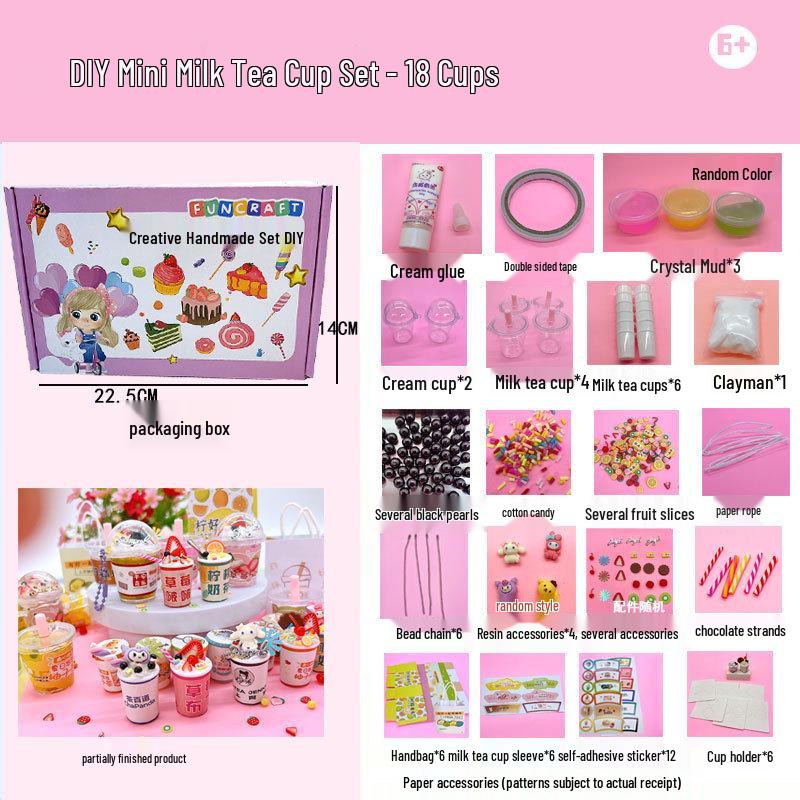 

Детский набор мини-еды для самостоятельной сборки: Чашка молочного чая, Брелок для торта, Украшение и Игра в понарошку