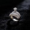 Elegant CopperColor Hip Hop Ring for Women Luxurious Inlaid White Zircon Stones Wedding Rings Set Bridal Engagement Jewelry