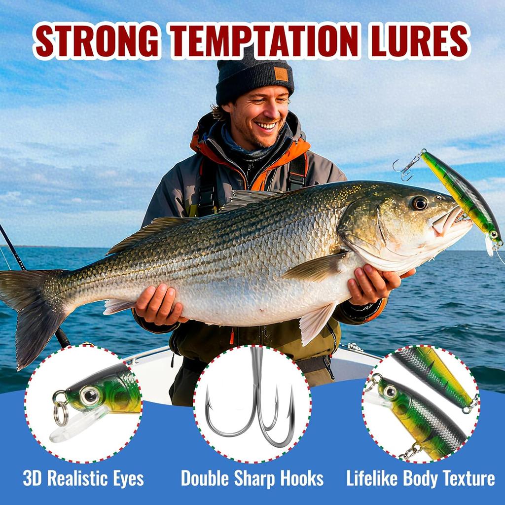 Fishing Advent Calendar 2025,24 Days Fishing Lure Advent Calendar Christmas Countdown Gift Advent Calendars Gifts for Adult Men Teen Boys