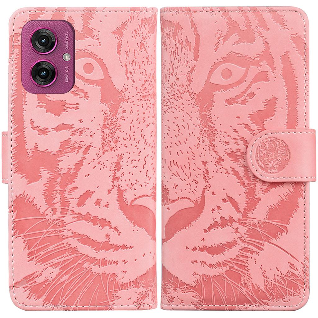 For Motorola Moto G55 5G Case Tiger Imprint Leather Wallet Phone Cover