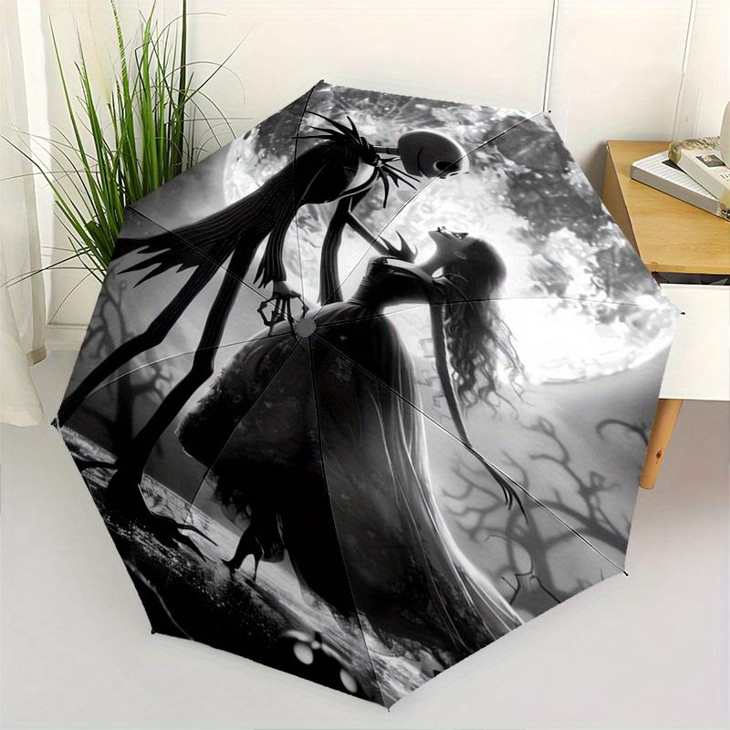 

Nightmare Before Christmas Jack Skellington and Sally Themed Automatic Opening and Closing Folding Umbrella, Reinforced 8 Ribs, Compact Trav