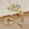 3 Piece Fashion Stainless Steel Round Star Drop Earrings Set for Women Gold Plated Dangle Earring Punk Unisex Rock Jewelry
