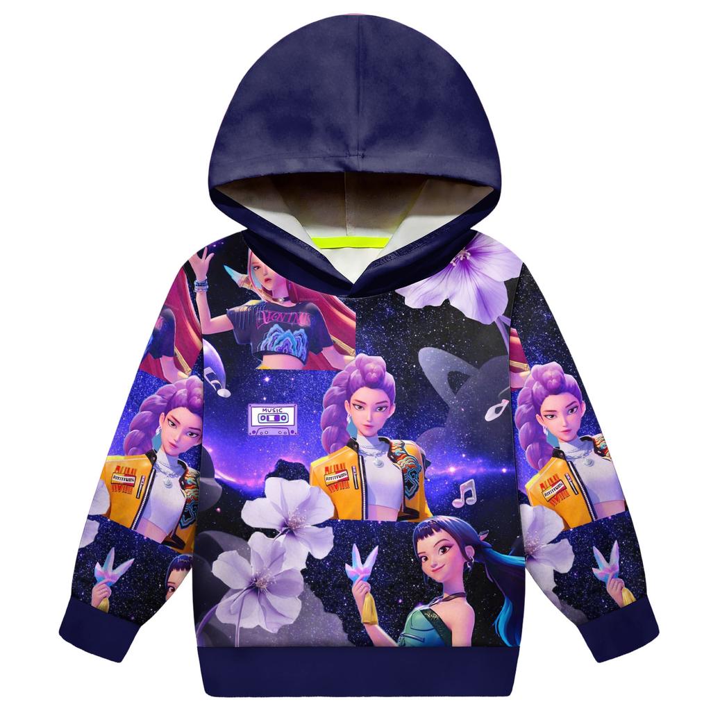 Dziecięca bluza z kapturem, luźna, z długim rękawem i sznurkiem