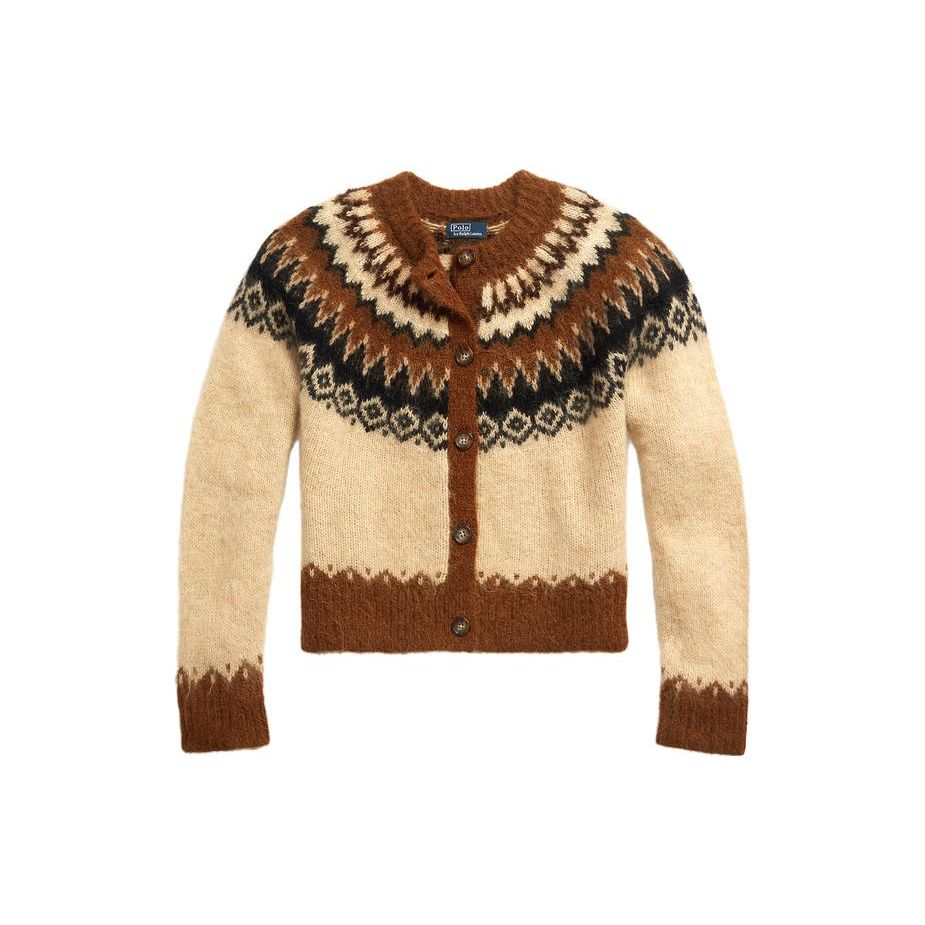 Polo Ralph Lauren FW23 Color Block Single-Breasted Loose Knit Sweater Women Sweater Khaki WMPOSWENDW20201-200