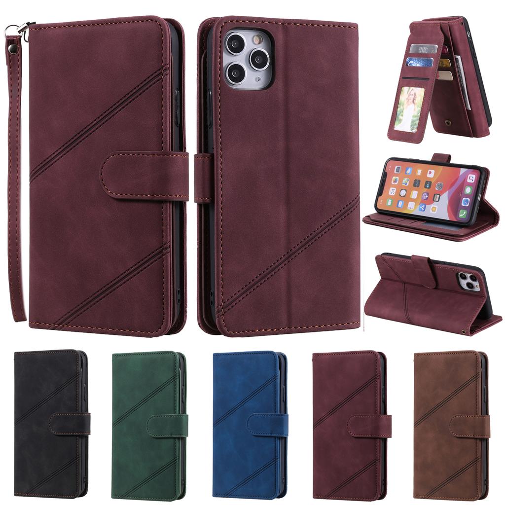 Multifunction Business Card Holder Flip Cover Magnetic Clasp Kickstand Leather Book Folio Phone Case Card Pocket Cover Accessory