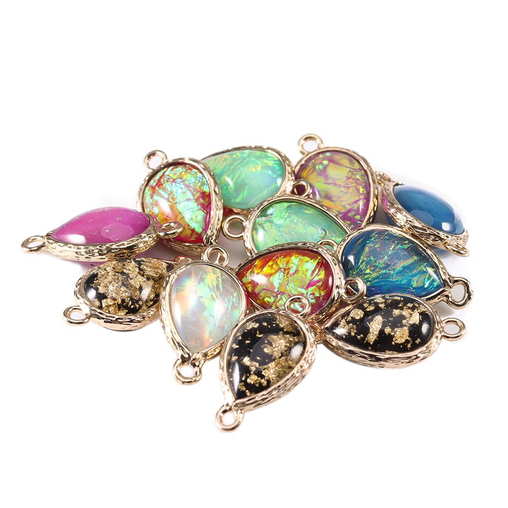 5Pcs/lot Resin Charm Beads Imitation Opal Water Drop Shape Pendant for Jewelry Making DIY Necklace Bracelet Earring Accessories