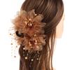 Korean Elegant Peony Flower Hair Claw Fashion Pearl Tassel Hair Clip Shark Clips For Women Girls Temperament Hair Accessories