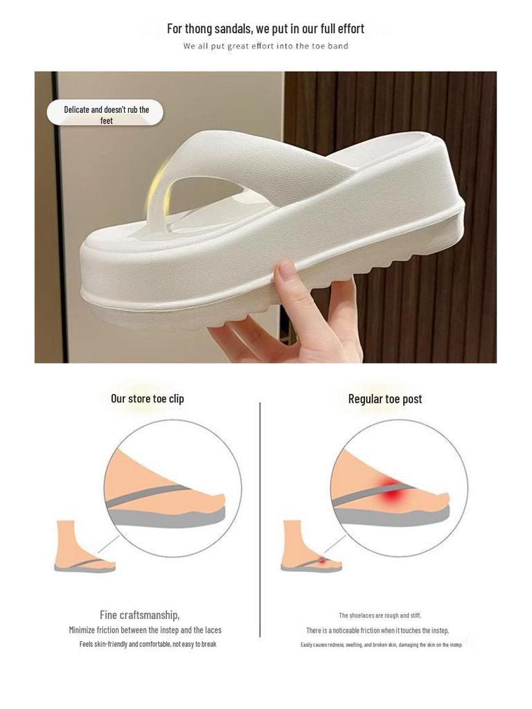 Damen EVA Zehensandalen mit dicker Sohle - 7cm Höhenboost, Rutschfest, Weiche Sohle mit Zehensteg, Perfekt für den Sommer im Freien