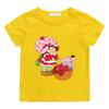 Camiseta Infantil 100% Algodón Tarta de Fresa Estampado Retro Camisetas Lindas Manga Corta Casual Cuello Redondo Camiseta Anime para Niños Camiseta Gráfica Tops de Verano