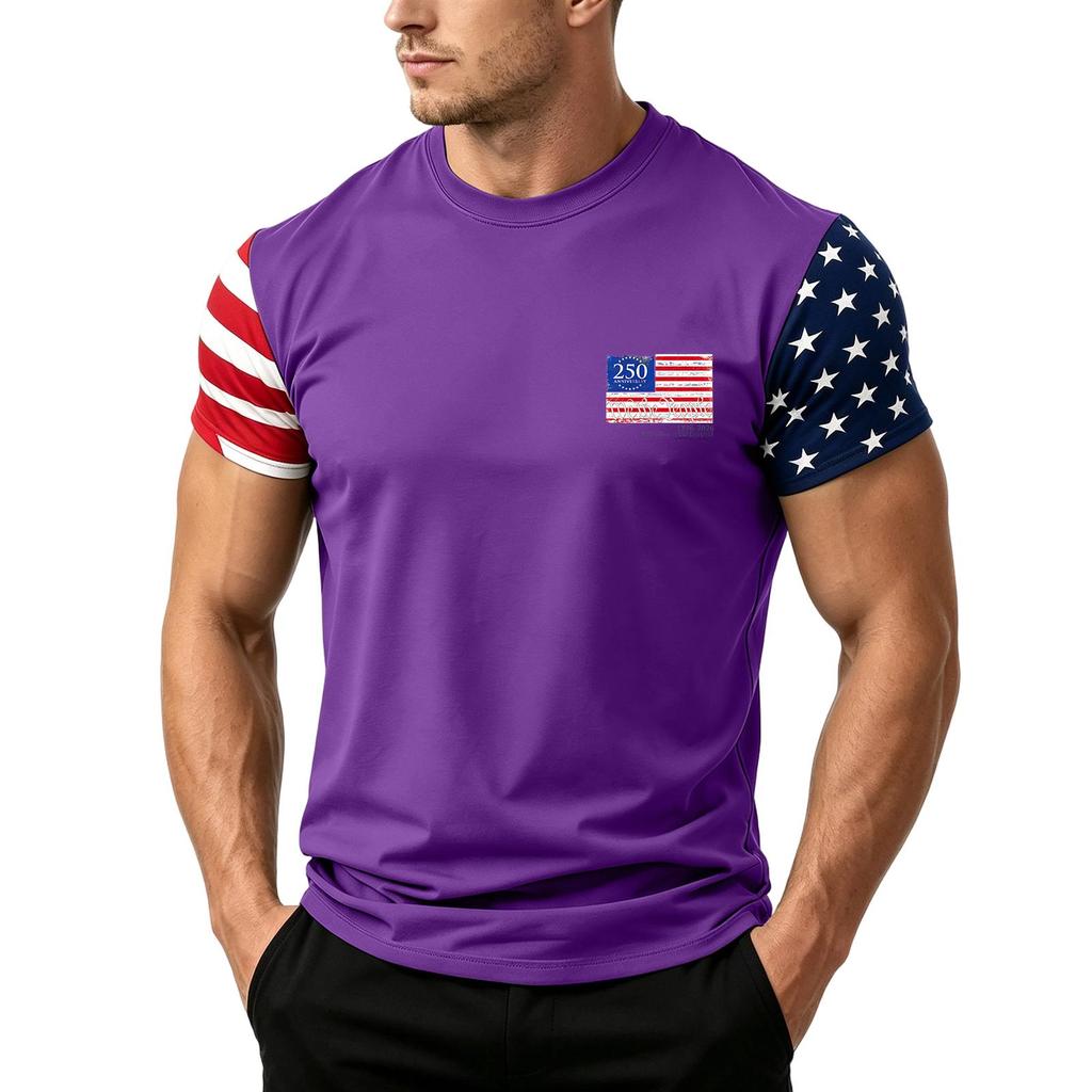 Men's Independence Day Flag Print Short Sleeve T-Shirt, Loose Casual Daily Summer Tops